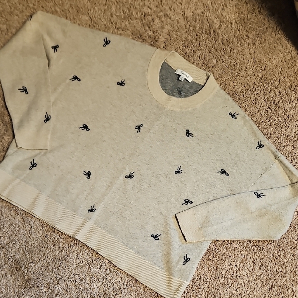Madewell Bow Jaquard Pullover Sweater - Picture 2 of 7